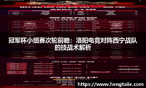 冠军杯小组赛次轮前瞻：洛阳电竞对阵西宁战队的技战术解析